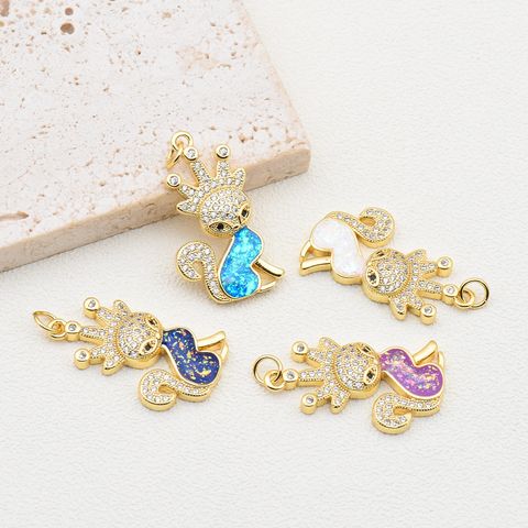 1 Piece Cute Fox Crown Copper Plating Inlay Jewelry Accessories
