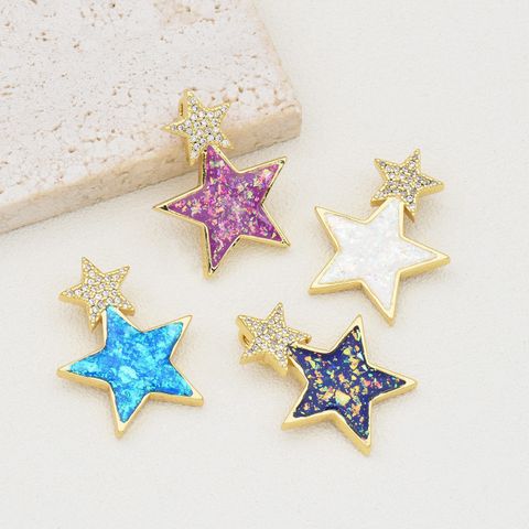 1 Piece Simple Style Star Copper Plating Inlay Jewelry Accessories