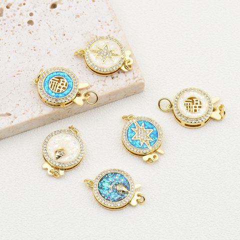 1 Piece Classic Style Star Chinese Character Conch Copper Plating Inlay Jewelry Accessories