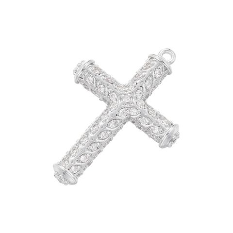 Hip-hop Exaggerated Punk Cross Copper Plating Inlay Zircon 18k Gold Plated Charms