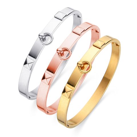 Simple Style Classic Style Geometric Stainless Steel Rivet Bangle