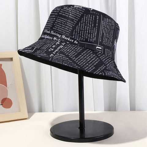 Unisex Hip-hop Rock Letter Painted Flat Eaves Bucket Hat