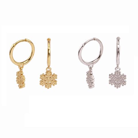 1 Pair Simple Style Flower Plating Sterling Silver Gold Plated Drop Earrings