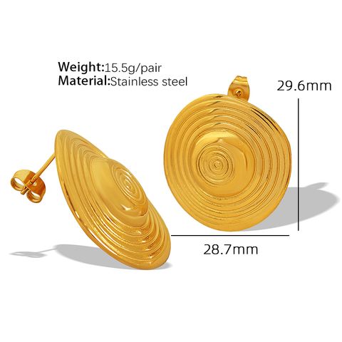 1 Pair Elegant Vintage Style Round Spiral Plating Titanium Steel 18k Gold Plated Ear Studs