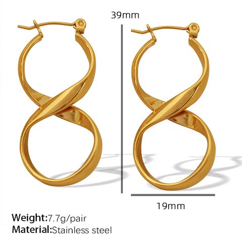 1 Pair Retro Simple Style Infinity Curve Lines Plating Titanium Steel 18k Gold Plated Earrings