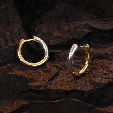 1 Pair Casual Color Block Plating Sterling Silver 24k Gold Plated White Gold Plated Earrings