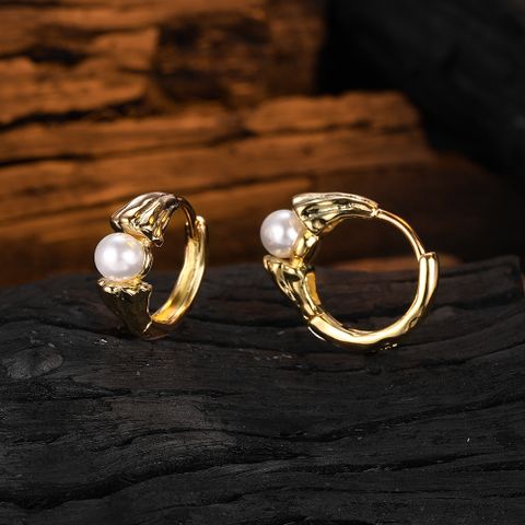 1 Pair Casual Round Plating Sterling Silver 24k Gold Plated Earrings