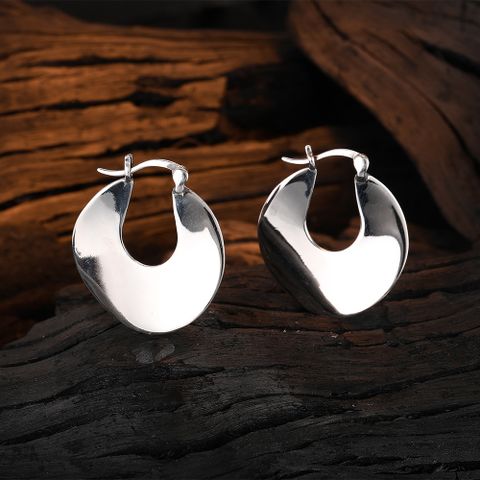 1 Pair Casual Solid Color Sterling Silver White Gold Plated Earrings