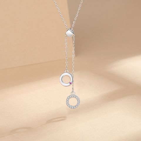 Simple Style Geometric Circle Sterling Silver Pendant Necklace