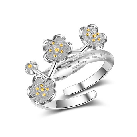 Elegant Lady Flower Copper Plating Silver Plated Rings