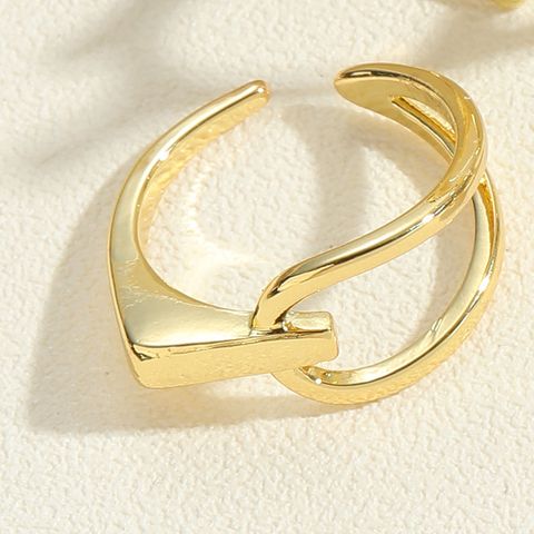 Simple Style Geometric Copper Twist 14k Gold Plated Open Rings