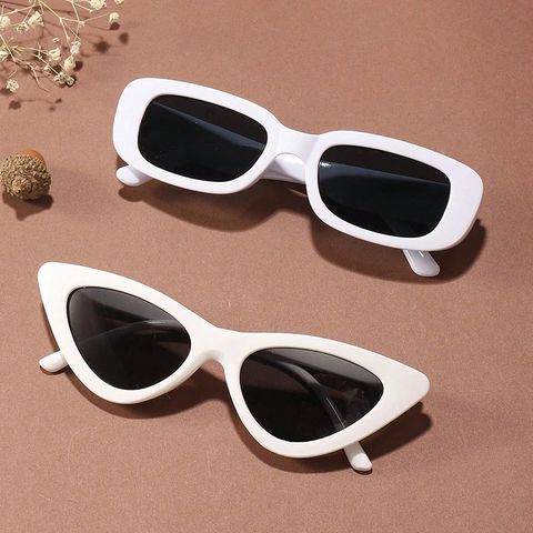 Hip-hop Hawaiian Beach Solid Color Resin Square Cat Eye Full Frame Men's Sunglasses