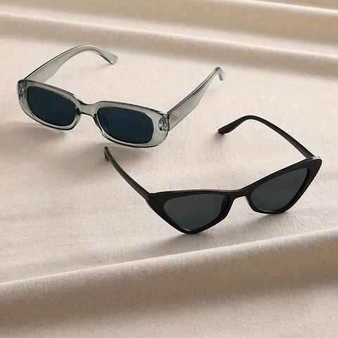Hip-hop Simple Style Solid Color Resin Square Cat Eye Full Frame Women's Sunglasses