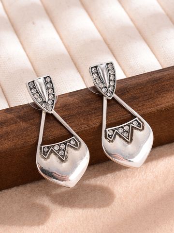 1 Pair Retro Bohemian Water Droplets Inlay Alloy Rhinestones Drop Earrings