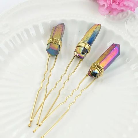Women's Handmade Simple Style Irregular Gem Knitting Hairpin