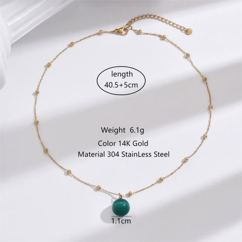 304 Stainless Steel Synthetic Resin Glass 14K Gold Plated Elegant Vintage Style Beaded Plating Inlay Round Life Tree Zircon Double Layer Necklaces Necklace