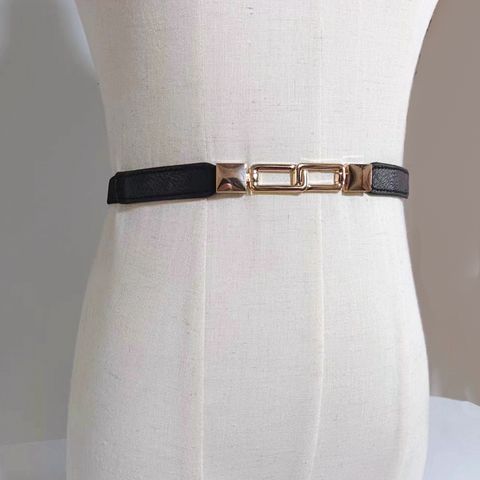 Estilo Simple Estilo Clásico Color Sólido Banda Elástica Hebilla Mujeres Cinturones Tejidos