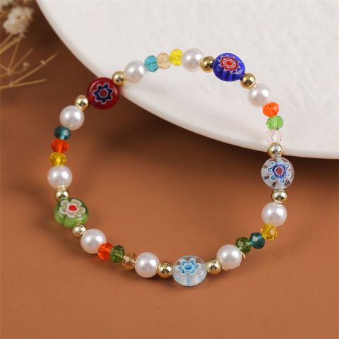 Original Design Colorful Artificial Crystal Beaded Plating Women's Bracelets