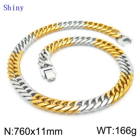 Titanium Steel 18K Gold Plated Hip-Hop Polishing Geometric Bracelets Necklace