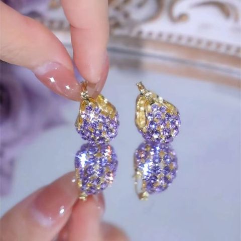 1 Pair Elegant Shiny Geometric Plating Inlay Alloy Rhinestones Gold Plated Earrings