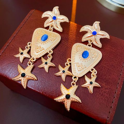 1 Pair Novelty Starfish Alloy Drop Earrings