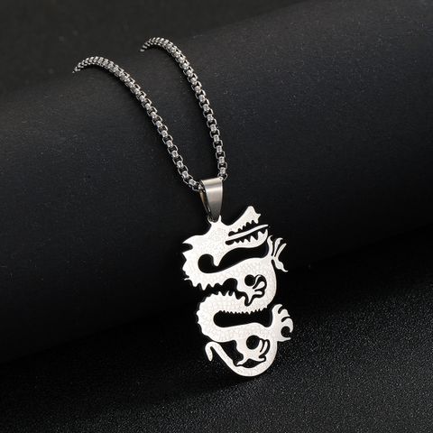 Chinoiserie Hip-hop Dragon Stainless Steel Unisex Pendant Necklace