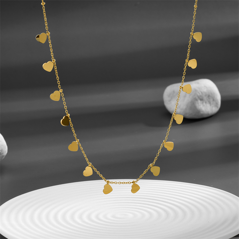 Titanium Steel 18K Gold Plated Elegant Plating Moon Heart Shape Butterfly Rhinestones Necklace