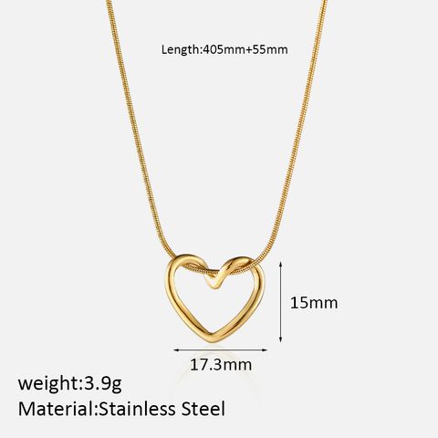 Edelstahl 304 Einfacher Stil Glänzend Polieren Überzug Herzform Halskette Mit Anhänger