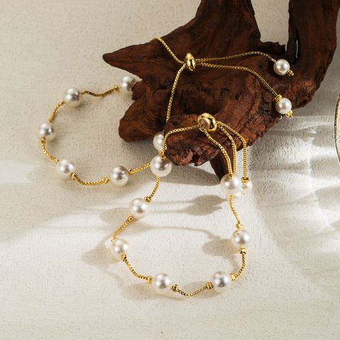 Ig Style Classic Style Round Copper 18k Gold Plated Bracelets In Bulk