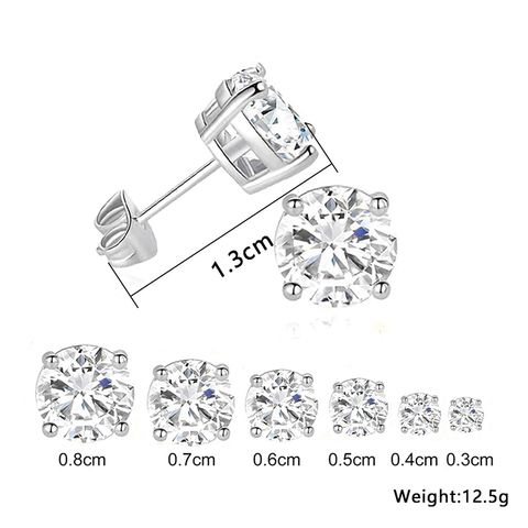 1 Set Elegant Simple Style Solid Color Plating Inlay Stainless Steel Zircon White Gold Plated Gold Plated Ear Studs