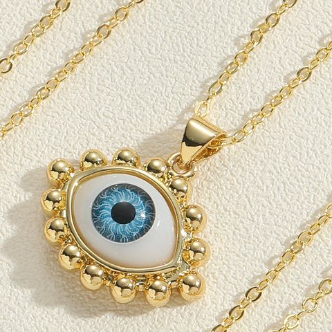 Ethnic Style Devil's Eye Brass Plating Inlay Resin 14k Gold Plated Women's Pendant Necklace