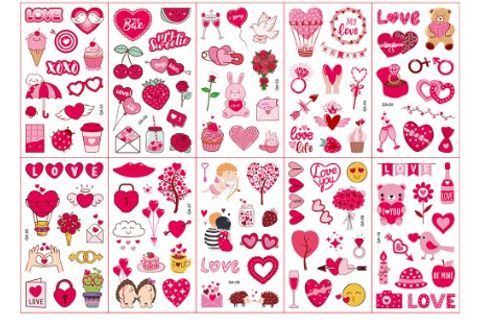 Valentine's Day Heart Shape Pet Tattoos & Body Art 1 Piece