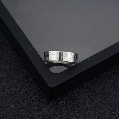 Simple Style Roman Numeral Stainless Steel Rings