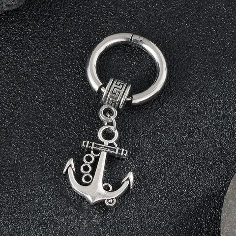 1 Piece Retro Punk Anchor Plating Stainless Steel Drop Earrings