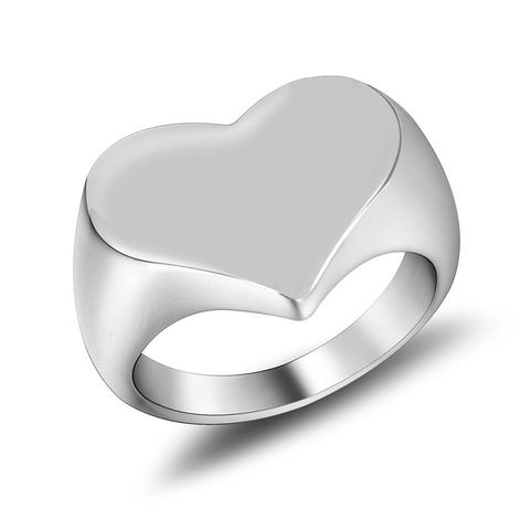 Simple Style Heart Shape Titanium Steel Polishing Rings