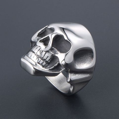 Retro Skull Titanium Steel Polishing Unisex Rings