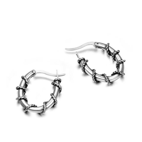 1 Piece 1 Pair Simple Style Geometric Polishing Titanium Steel Hoop Earrings