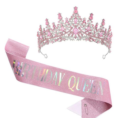 Women's Queen Solid Color Alloy Plating Inlay Artificial Gemstones Crown