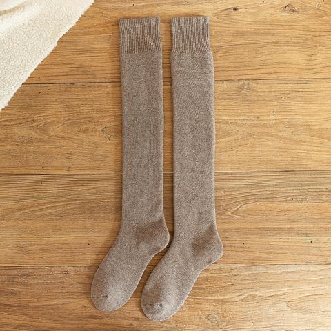Women's Simple Style Solid Color Polyacrylonitrile Fiber Jacquard Over The Knee Socks A Pair