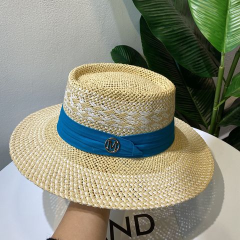 Unisex Retro Simple Style British Style Color Block Wide Eaves Straw Hat