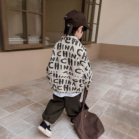Simple Style Sports Letter Cotton Polyester Boys Outerwear