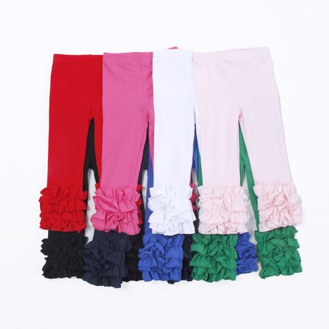 Elegant Cute Solid Color Flower Cotton Pants & Leggings