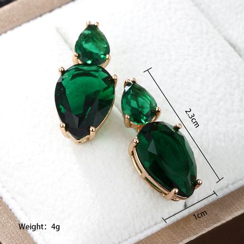 1 Pair Glam Xuping Square Water Droplets Plating Inlay Copper Alloy Artificial Gemstones 18k Gold Plated Drop Earrings
