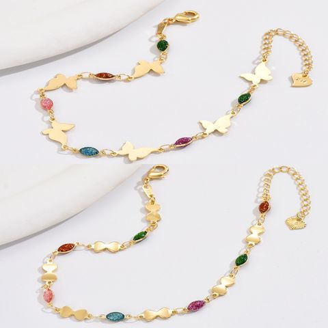 Simple Style Butterfly Copper Plating 18k Gold Plated Women's Anklet