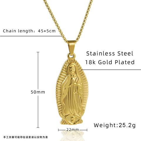 Ethnic Style Virgin Mary Stainless Steel Plating Pendant Necklace