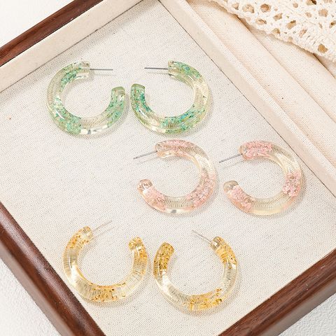 1 Pair Sweet Simple Style Ditsy Floral Transparent Arylic Ear Studs
