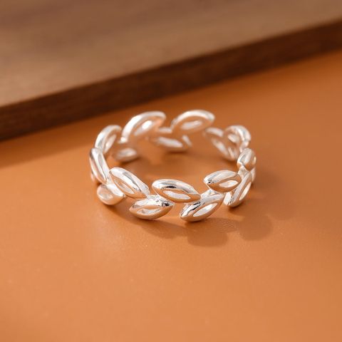 1 Piece Simple Style Leaf Copper Plating Rings