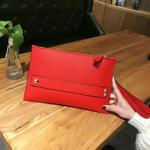 Women's Mini Polyester Solid Color Classic Style Square Zipper Envelope Bag