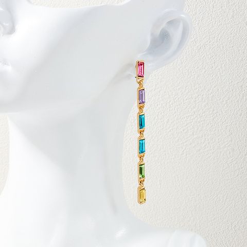 1 Piece Sweet Simple Style Color Block Inlay Alloy Rhinestones Drop Earrings