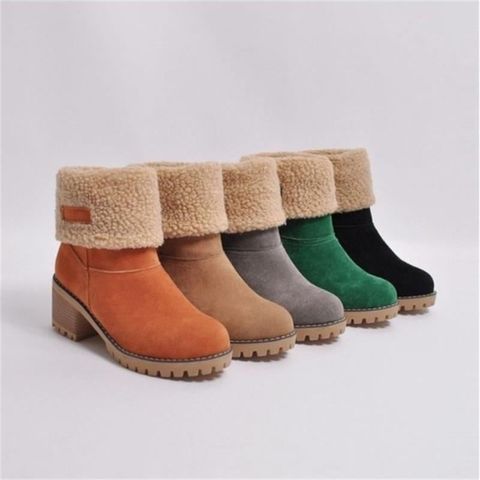 Women's Casual Vintage Style Commute Solid Color Round Toe Snow Boots